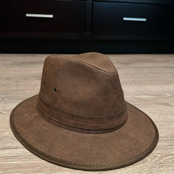 Dorfman Pacific Outback Hat Leather Band Western Water Resistant Brown M NEW main image 8